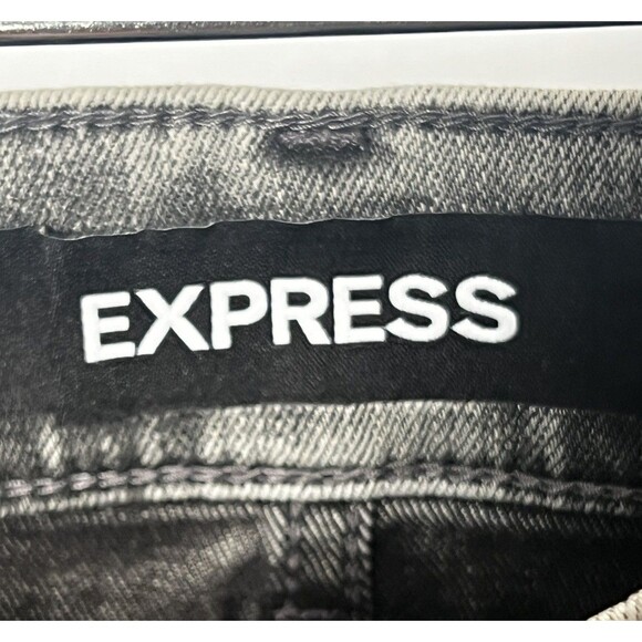Express Mini Pencil Skirt Denim NEW Womens 6 Distressed Black High Rise Zip NWT - Picture 2 of 15